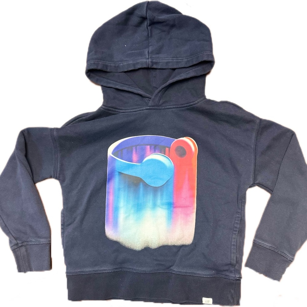 GAP kids navy hooded sweatshirt with headphones logo